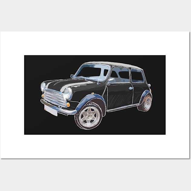 Another Classic Mini Chalk Black Wall Art by jdm1981